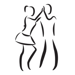 Dancing couple isolated silhouette. Salsa dance.