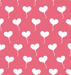 Fototapeta na wymiar Pink Seamless Pattern with Hearts Balloons for Valentines Day