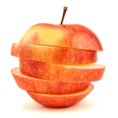 Sliced apple over white background