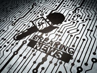 News concept: circuit board with Breaking News And Microphone