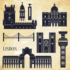 Lisbon detailed skyline. Vector illustration