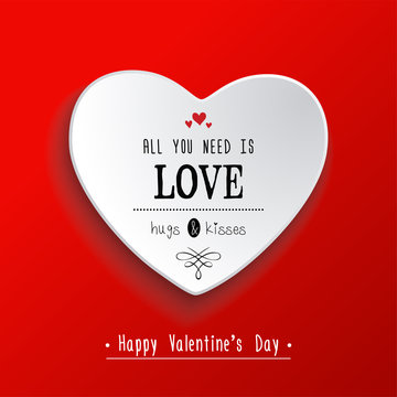 Valentine's day  paper heart sticker. Vector illustration