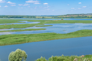 Fototapeta na wymiar Mouth of the Sviyaga River/State natural wildlife area Sviyazhsky. The spawning grounds of valuable and rare fish species.