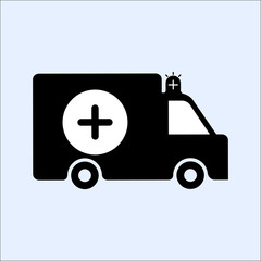 Car Icons Silhouetted. Ambulance Car