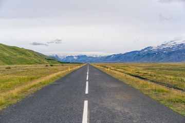 Scenic view of main road on Iceland.