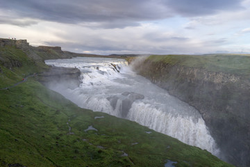 Fototapeta premium Scenic view of famous Gullfoss (Golden falls) waterfall, Iceland.