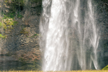 Fototapeta premium Detail view of famous Seljalandsfoss Waterfall, South Iceland.