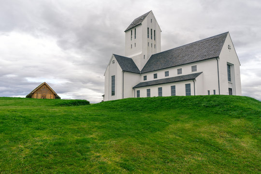 Famous Cathedral of Skalholt, Skalholtdomkirkja in Iceland.