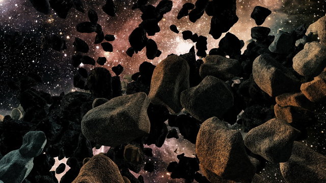 Animation zum Thema Weltall - Asteroidenfeld - Erstellt mit After Effects und Element 3D