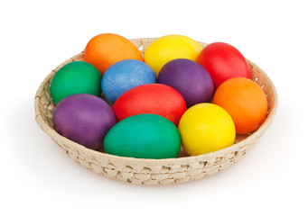 Easter basket isolated on white background with clipping path