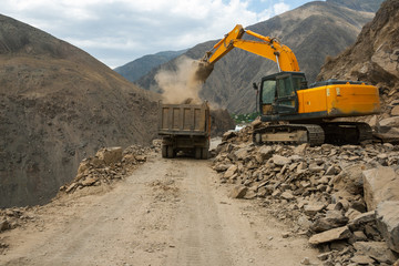 Roadwork in high mountains