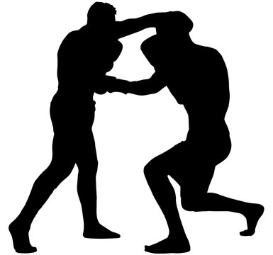 Kickboxers sparring