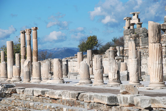 Pillars at Ephesus, Izmir, Turkey, Middle East