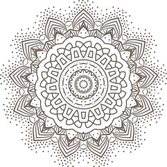 Ethnic Fractal Mandala Vector Meditation looks like Snowflake or Maya Aztec Pattern or Flower too Isolated on White