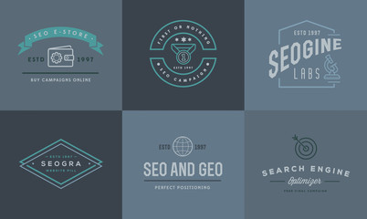 Set of Vector SEO Search Engine Optimisation Elements and Icons Illustration can be used as Logo or Icon in premium quality