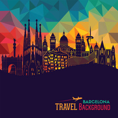 Barcelona detailed silhouette. Vector illustration - obrazy, fototapety, plakaty