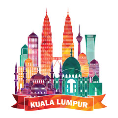Kuala Lumpur detailed silhouette. Vector illustration - 101307883