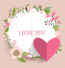 Valentine`s Day card. Vector illustration.