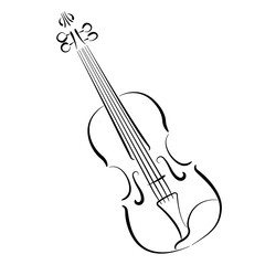 Fototapeta na wymiar Sketched violin isolated on white background.