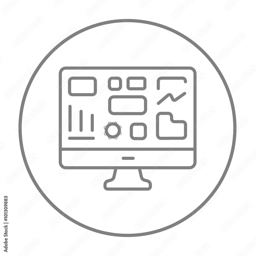 Poster monitor with business graphs line icon.