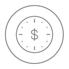 Wall clock with dollar symbol line icon.