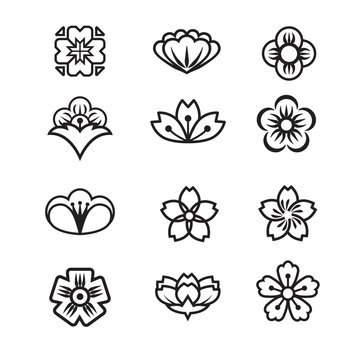 Flower icon set, Flower vector