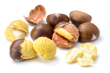 chestnuts on white, (large depth of field, taken with tilt shift lens)