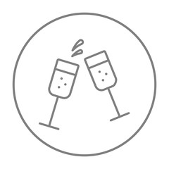 Two glasses of champaign line icon.