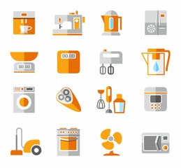 Appliances, icons, colored, and orange. 