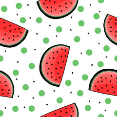 Seamless hand drawn watermelon pattern