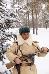 Fototapeta premium Defender of Stalingrad in a winter form