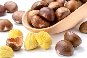 chestnuts on white, (large depth of field, taken with tilt shift lens)