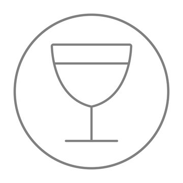 Glass of wine line icon.