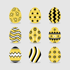 easter egg.collection of gold decorating eggs. happy easter
