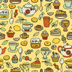 Vector tea seamless pattern