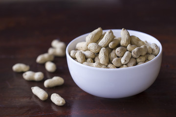 Peanuts in a white bowl