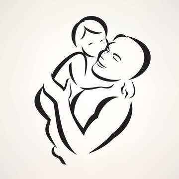father and baby isolated vector symbol