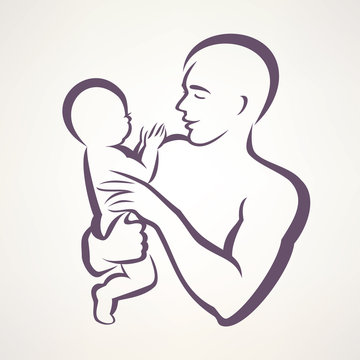 father and baby isolated vector symbol