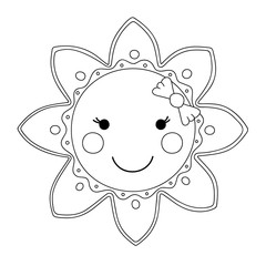 Black and white cartoon sun.