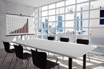 Projection Screen, Table and Chairs in Office Room