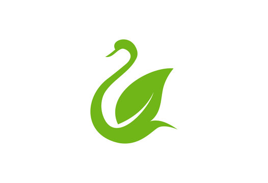 Leaf Swan Logo Vector