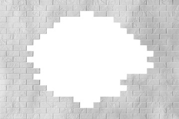 White Grunge Brick Wall with Blank Hole