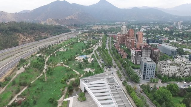 Aerial view at a park in Santiago, Chile