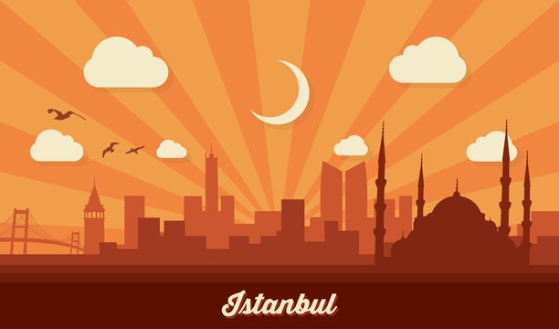 Istanbul skyline - flat design