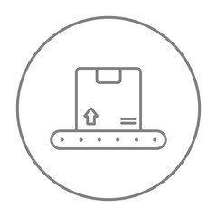 Conveyor belt for parcels line icon.