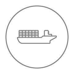 Cargo container ship line icon.