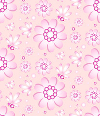 Seamless floral pattern in gentle pink color. Pink background. Floral design. Abstract flowers