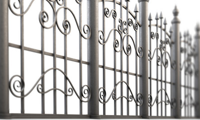 Element forged fence on a white background. 3d illustration