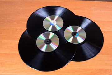 Płyty gramofonowe i płyty CD - obrazy, fototapety, plakaty