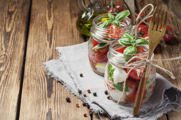 Caprese salad in jars
